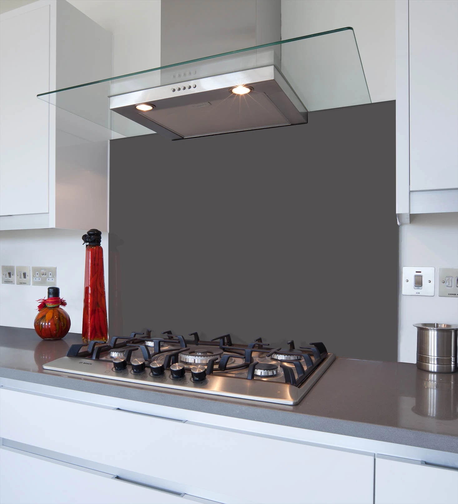 Dark Grey Glass Splashback