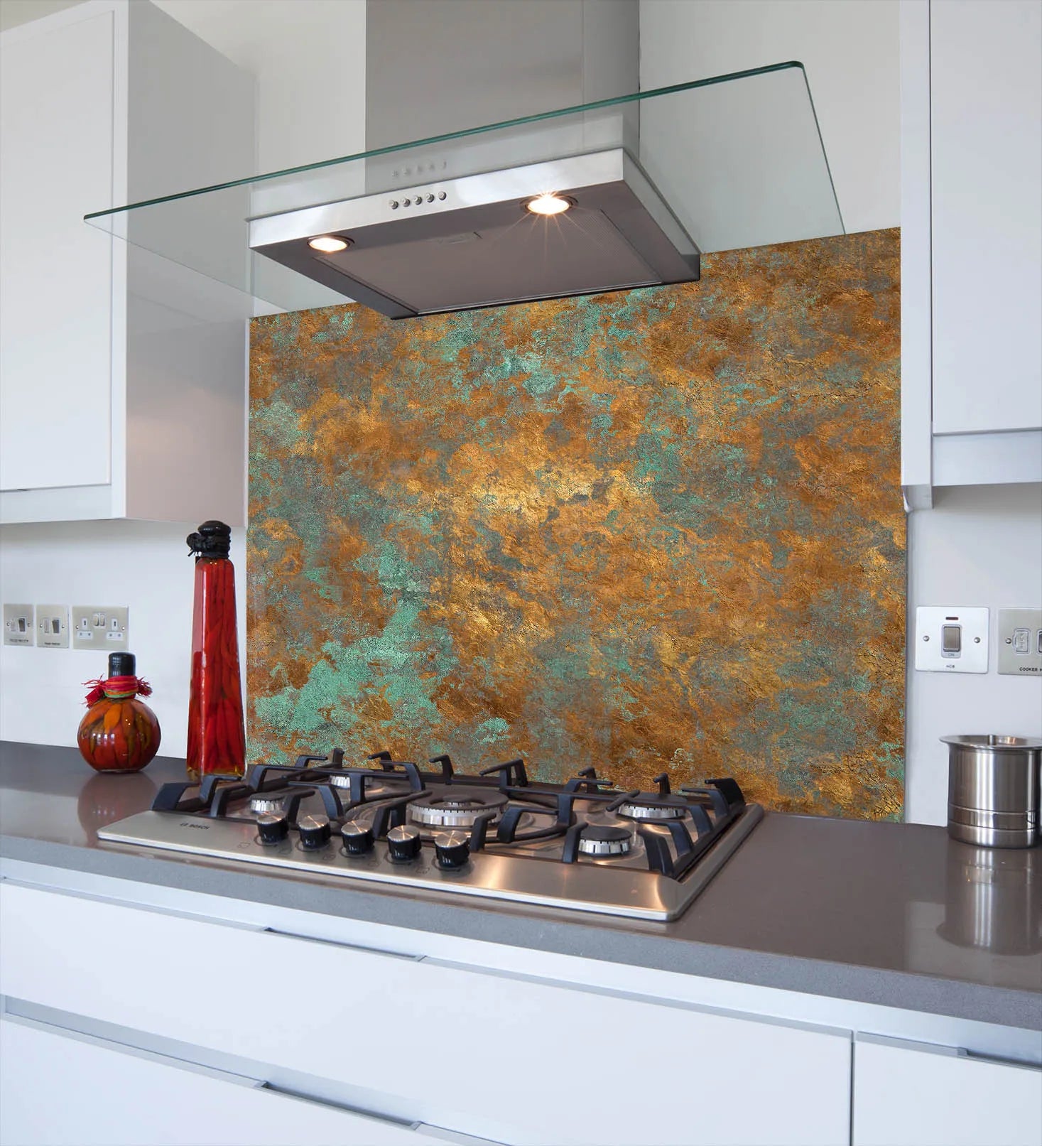 Gold Mottle Glass Splashback