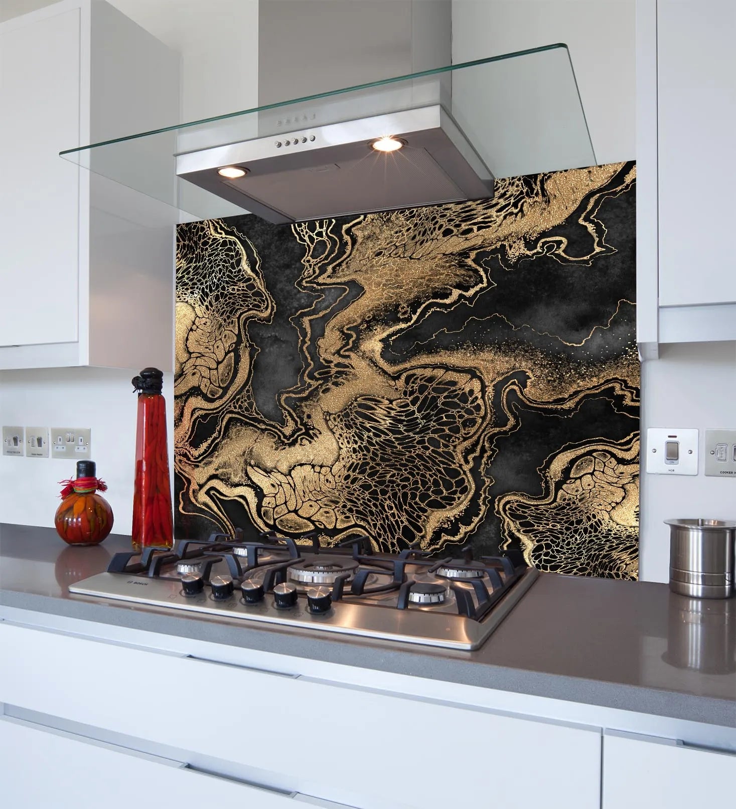 Gold Ripple Glass Splashback