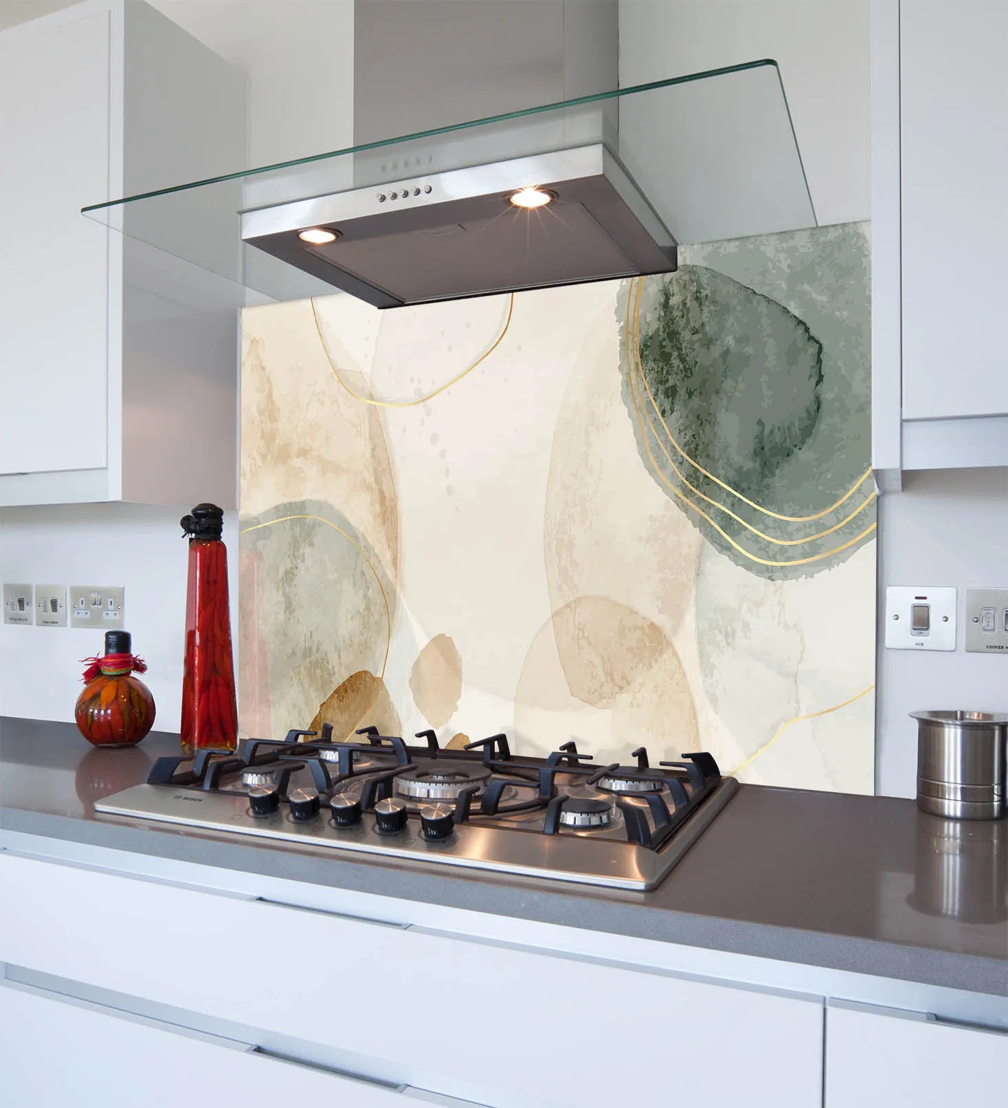 Gold Watercolour Glass Splashback