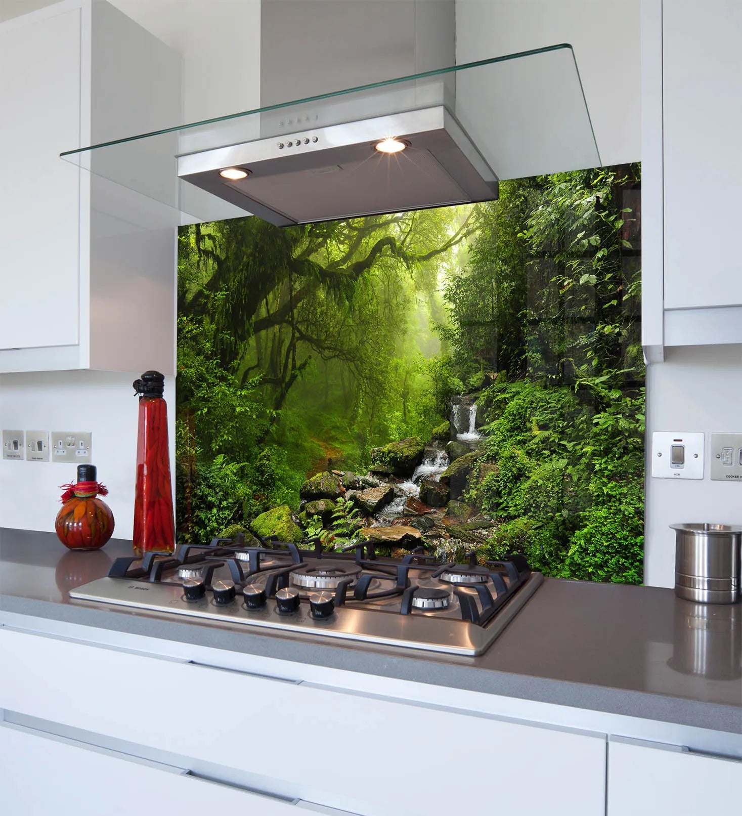 Green Waterfall Glass Splashback