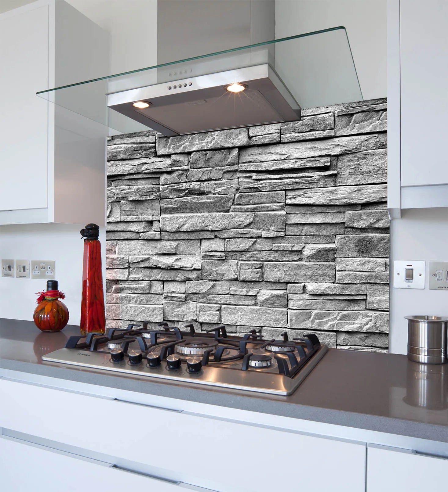 Grey Stones Glass Splashback