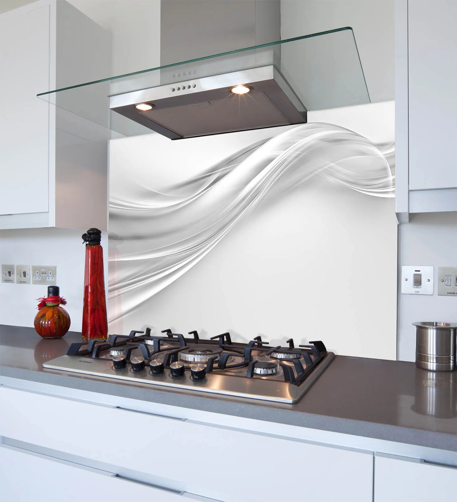 Grey Wave Glass Splashback