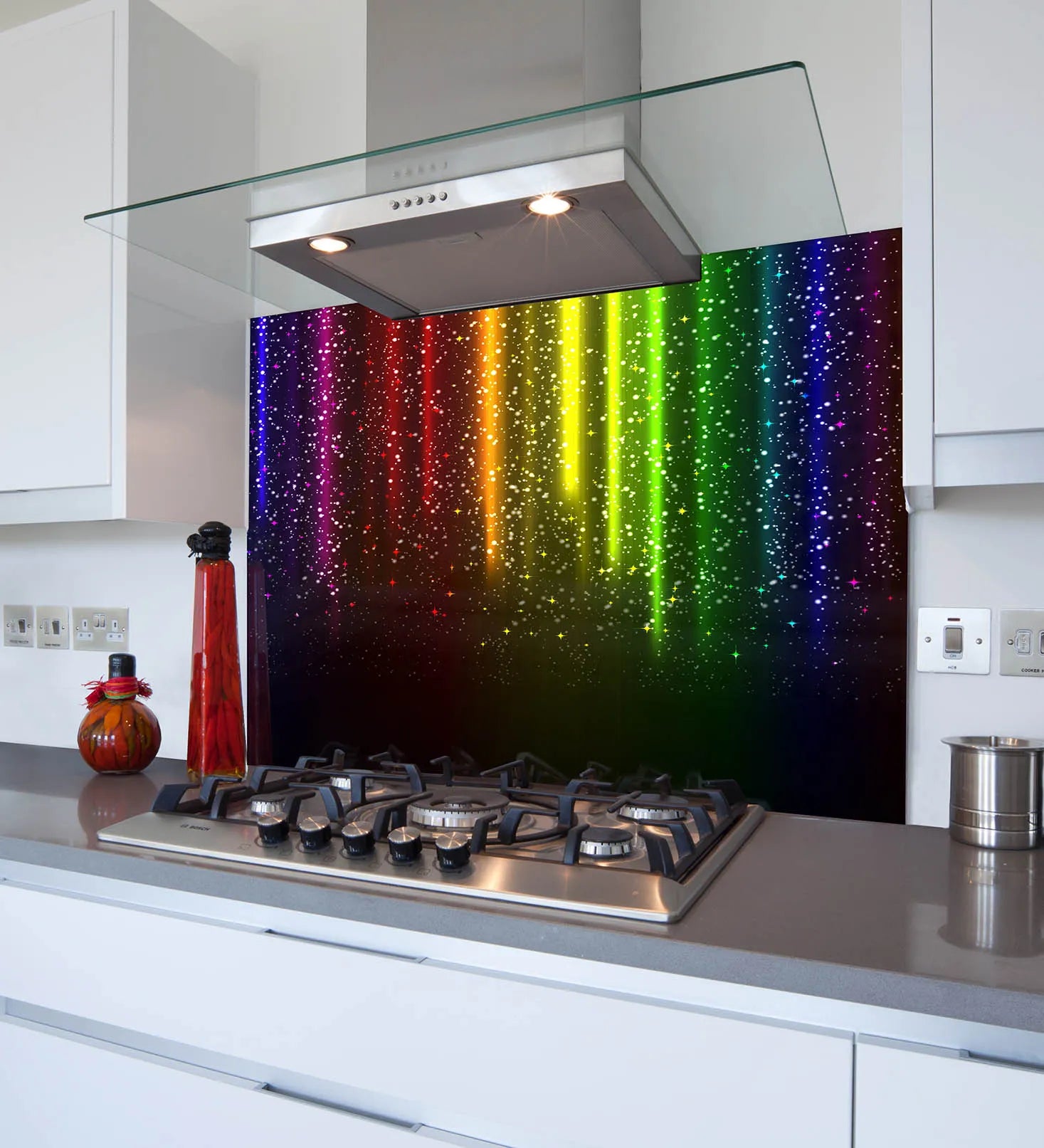 Multicoloured Rain Glass Splashback