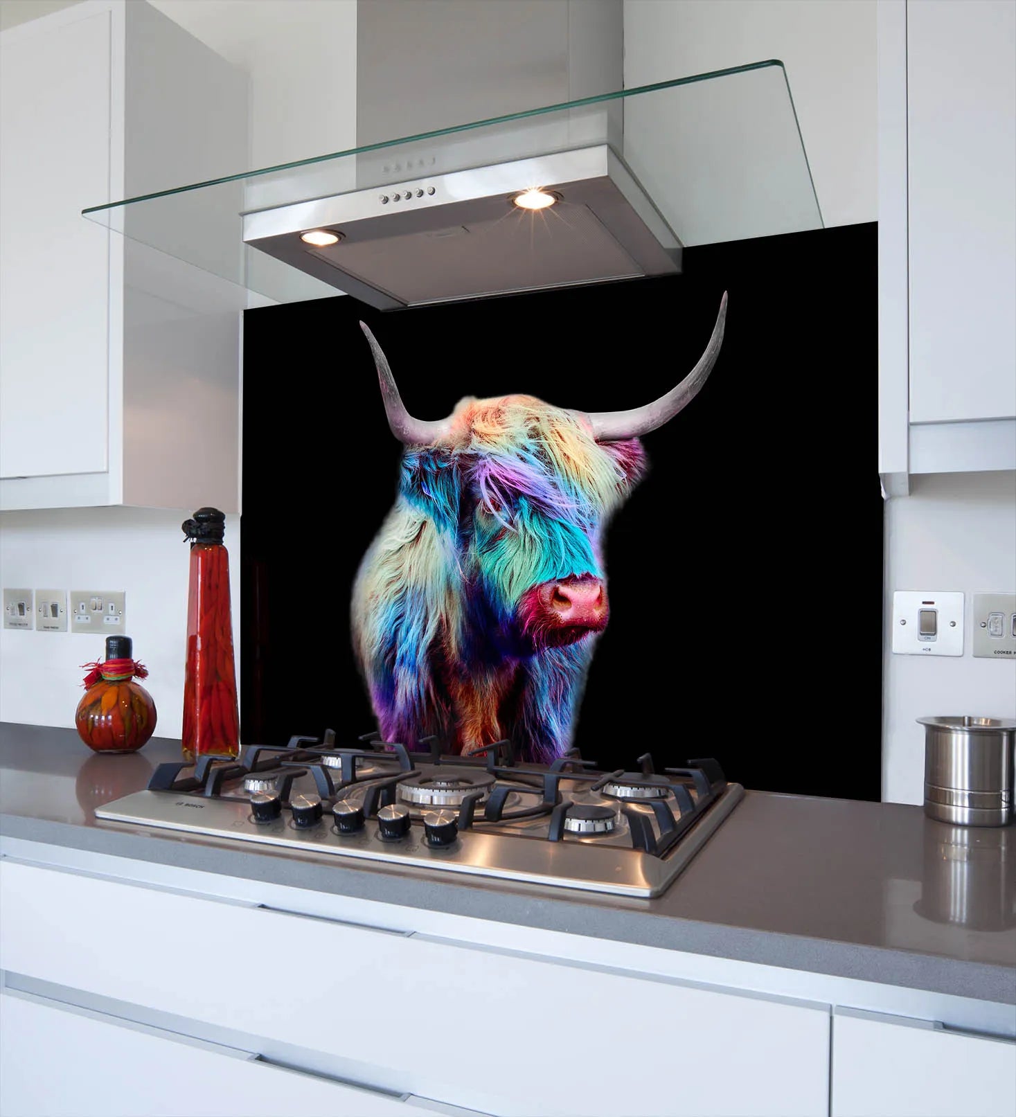 Multi-Coloured Cow Glass Splashback