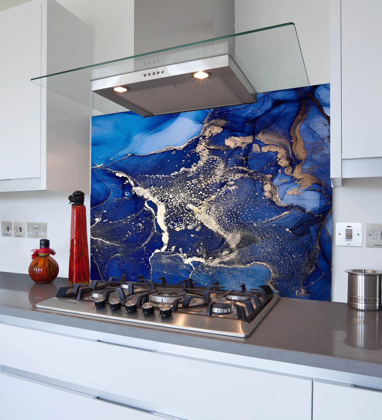 Mystic Blue Glass Splashback