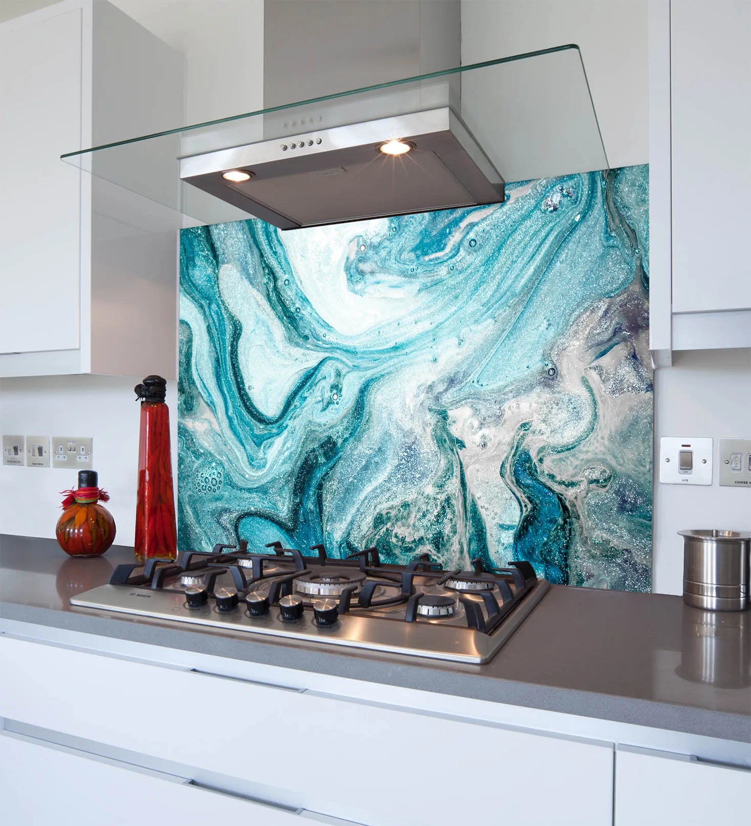Ocean Blue Glass Splashback