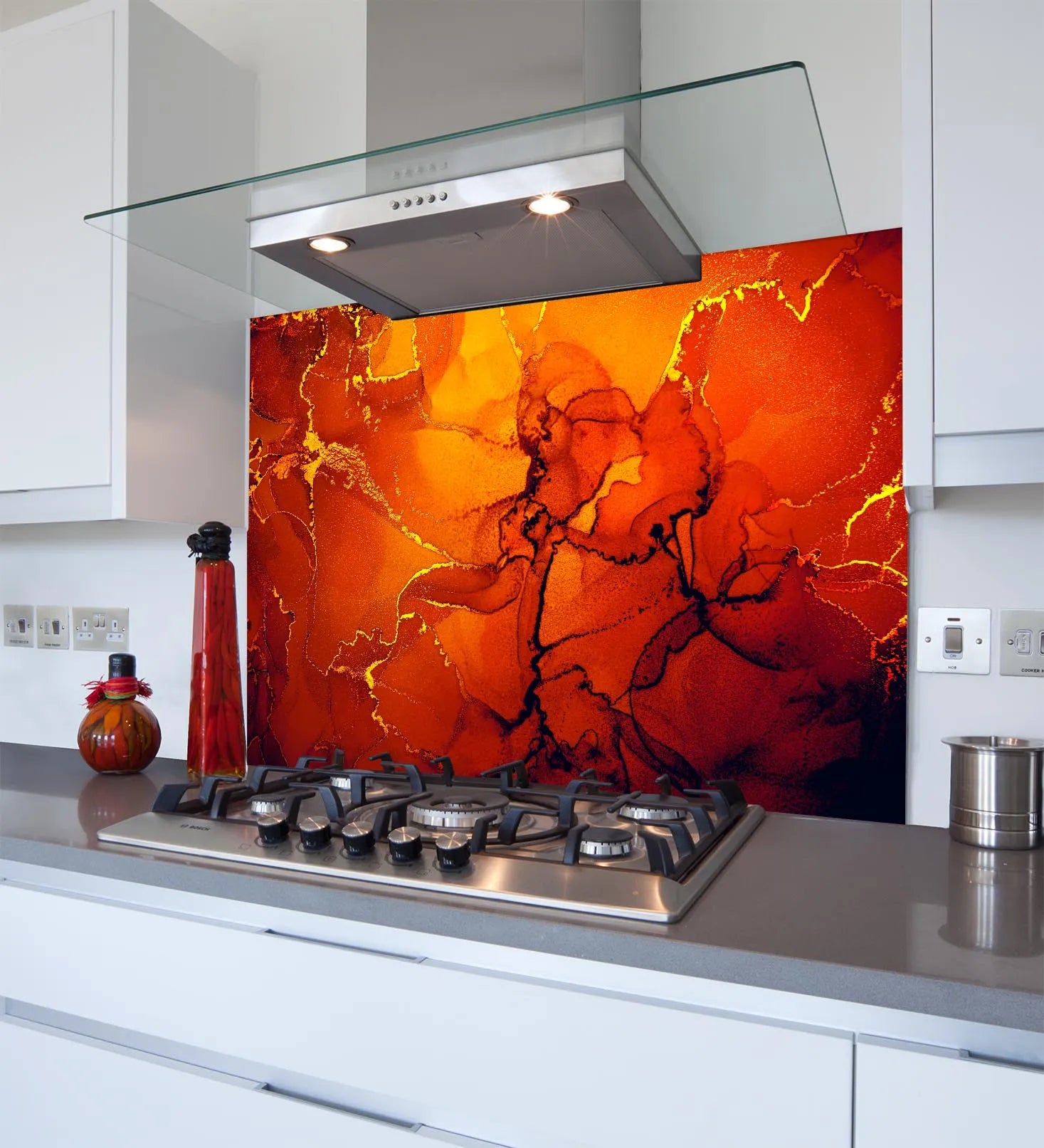 Orange Deluxe Glass Splashback