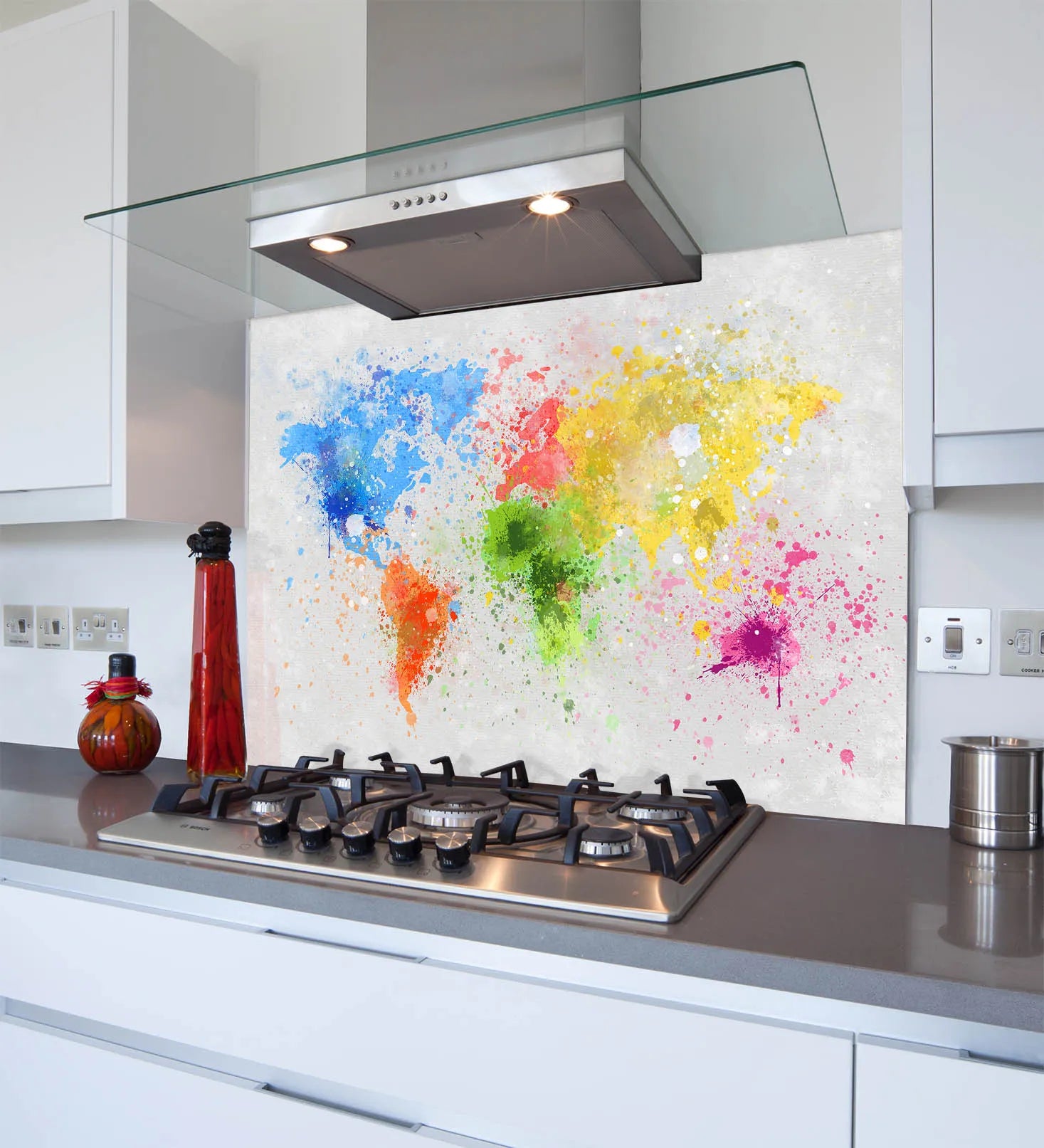 Painted Map Glass Splashback