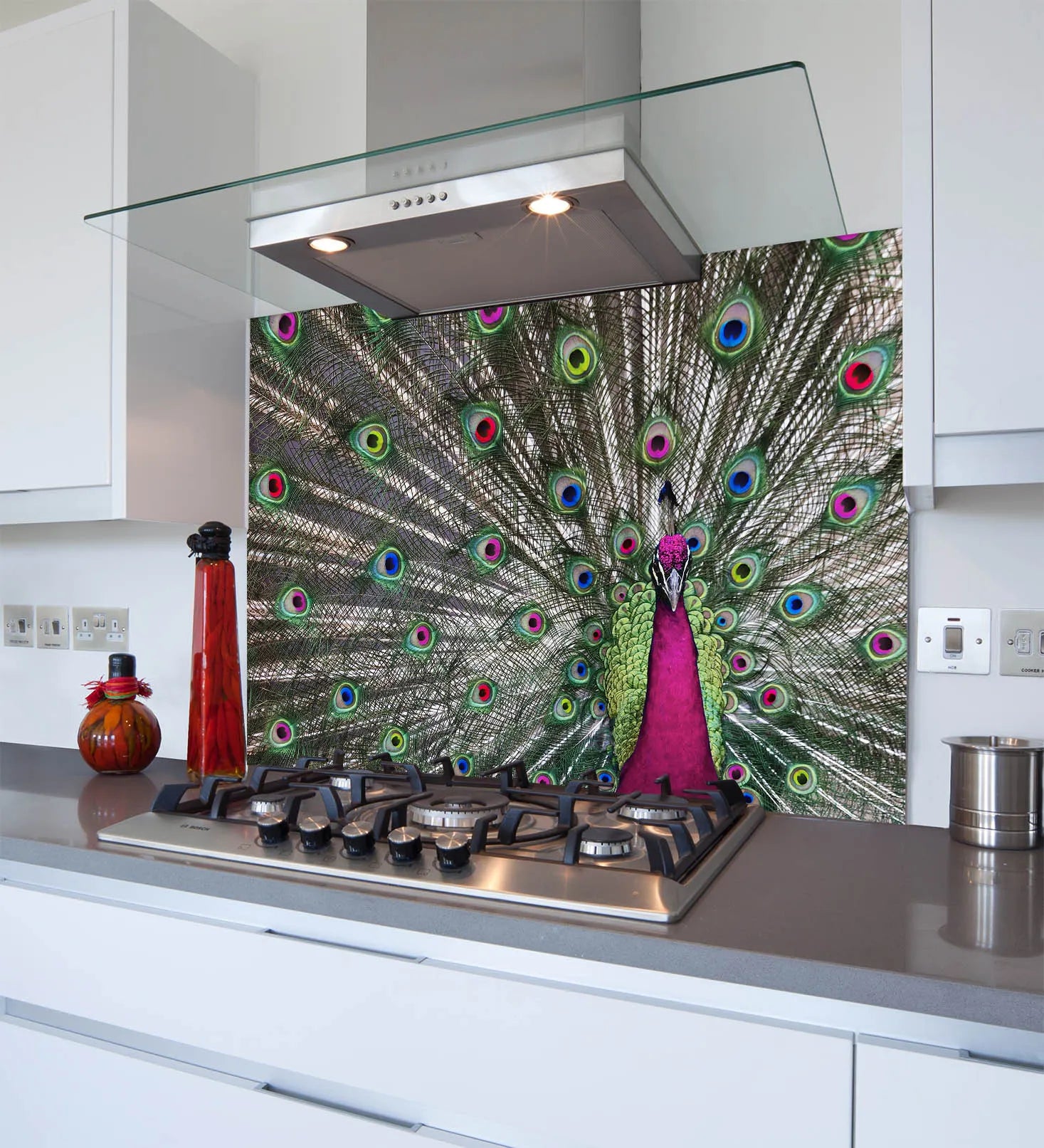 Peacock Glass Splashback