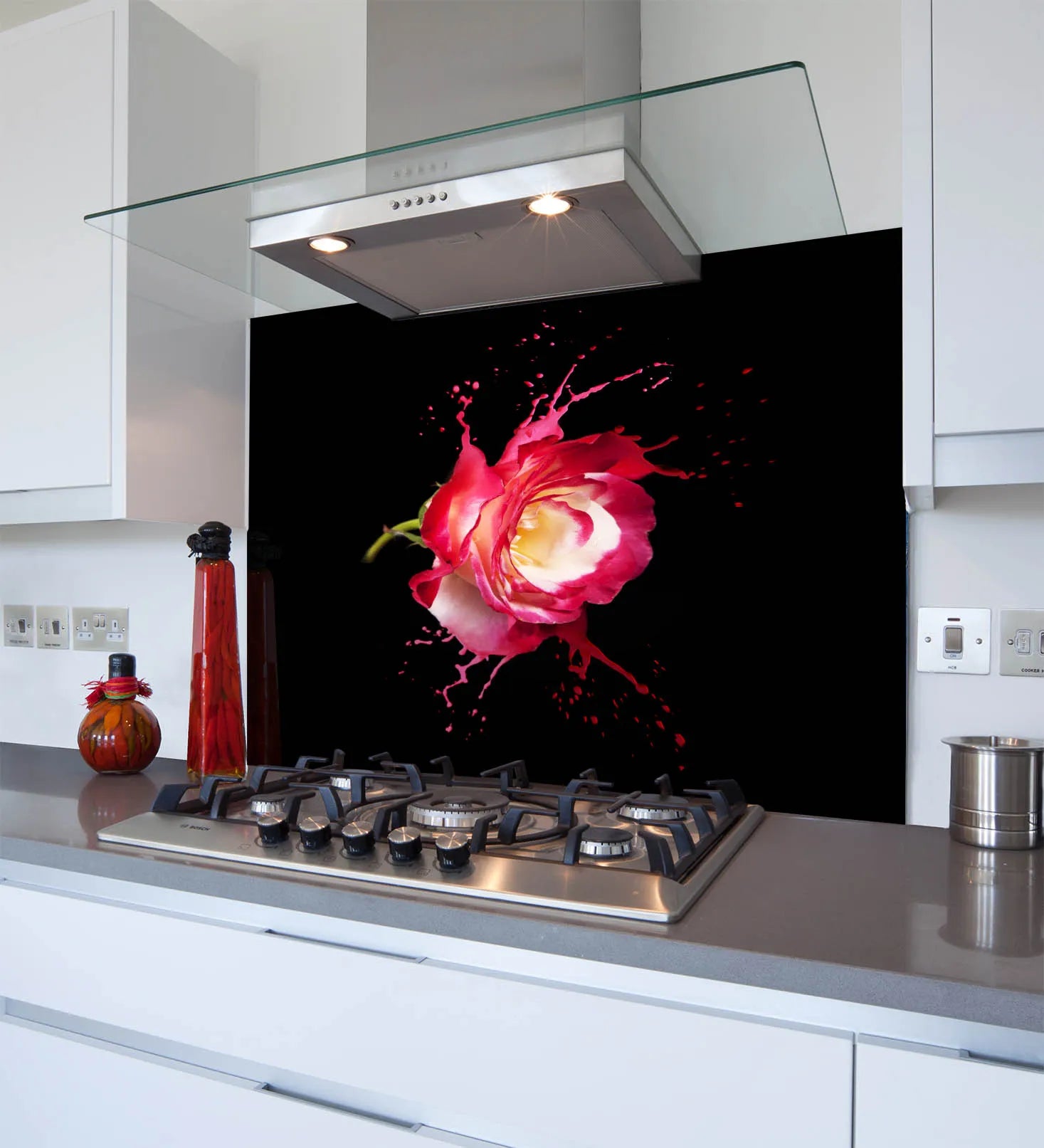 Pink Rose Glass Splashback