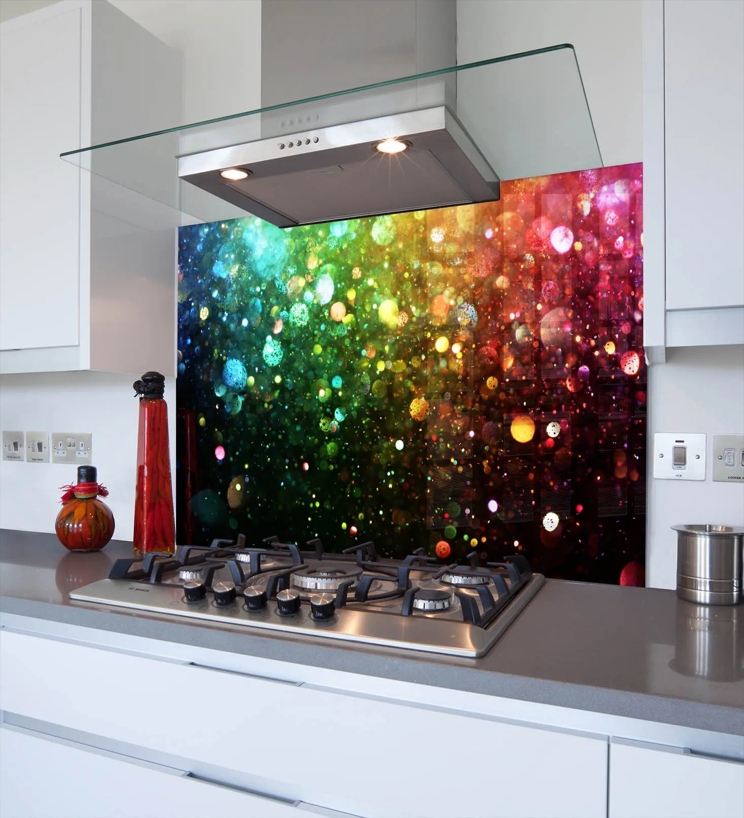 Rainbow Glitter Glass Splashback