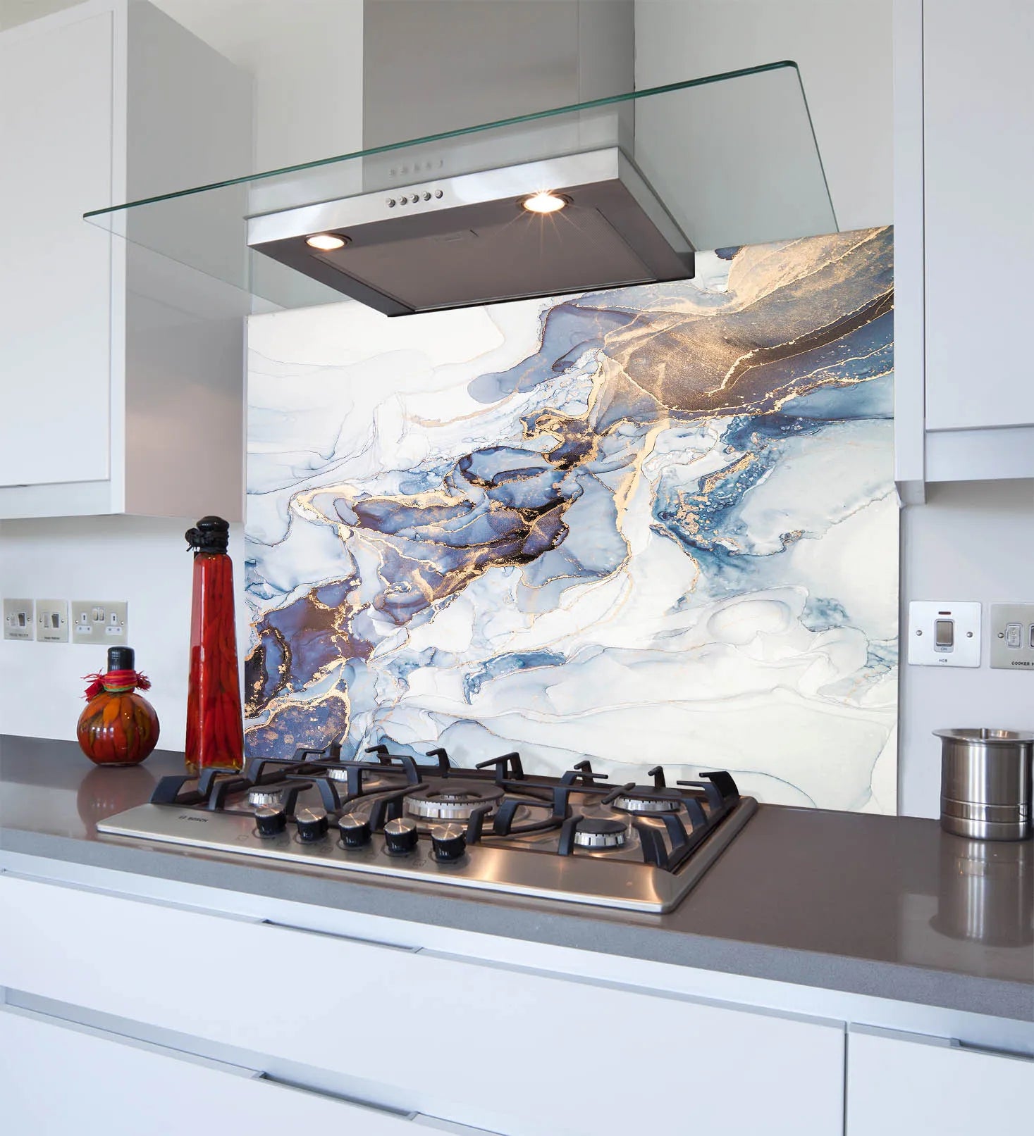 Soft Blue Deluxe Glass Splashback