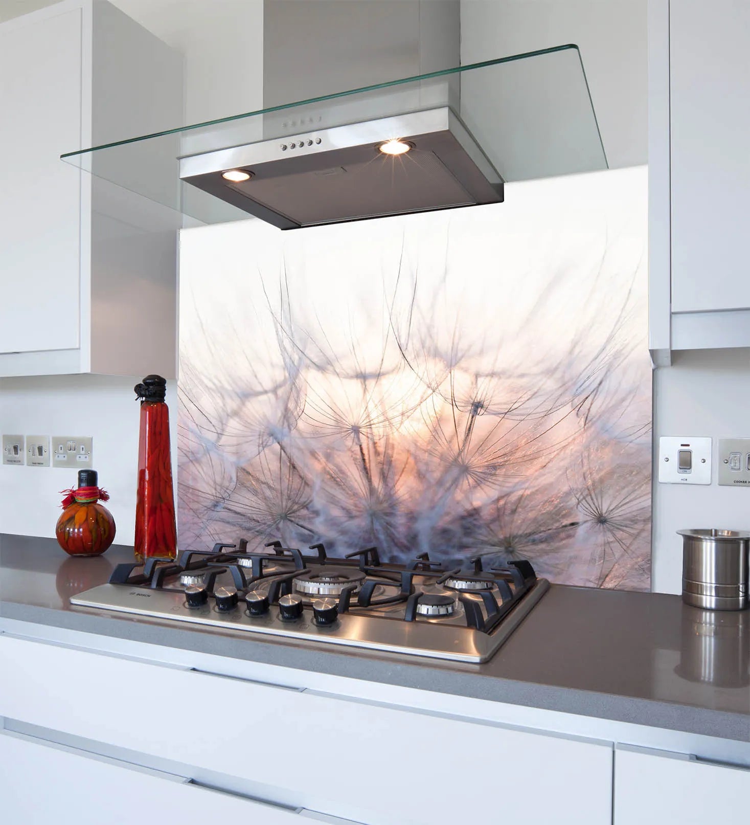 Soft Dandelions Glass Splashback