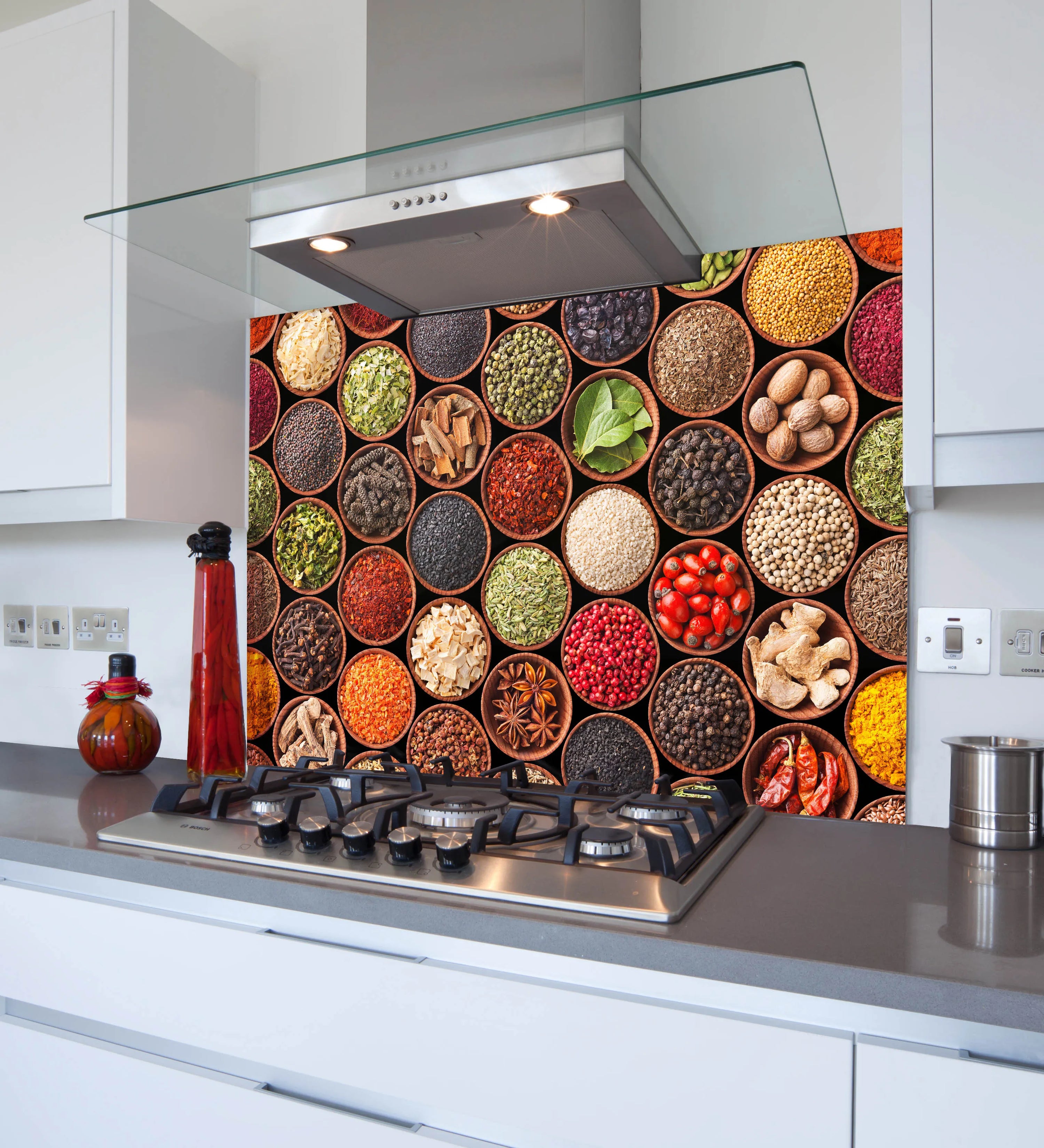 Spice Pots Glass Splashback