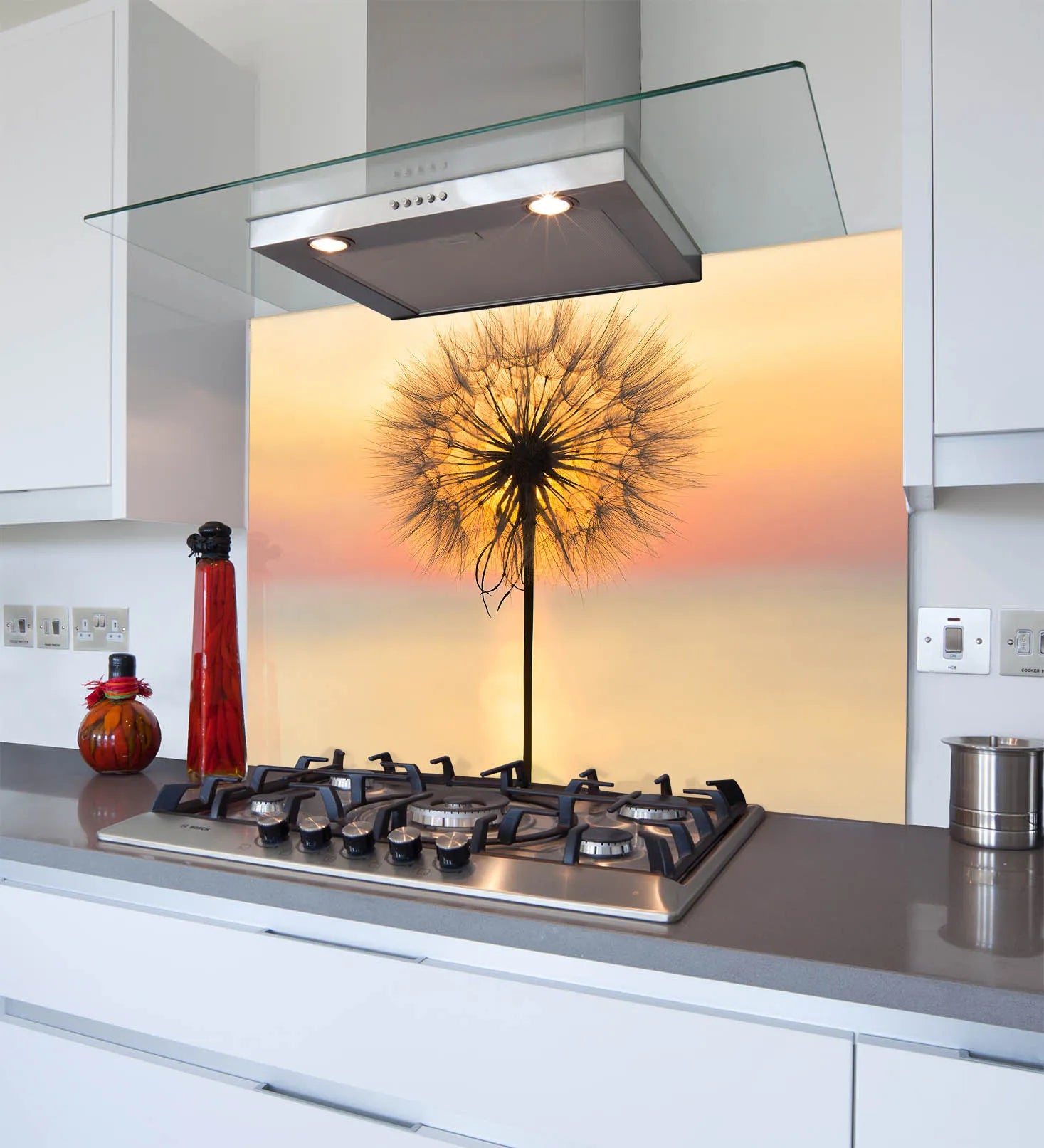 Sunset Dandelion Glass Splashback
