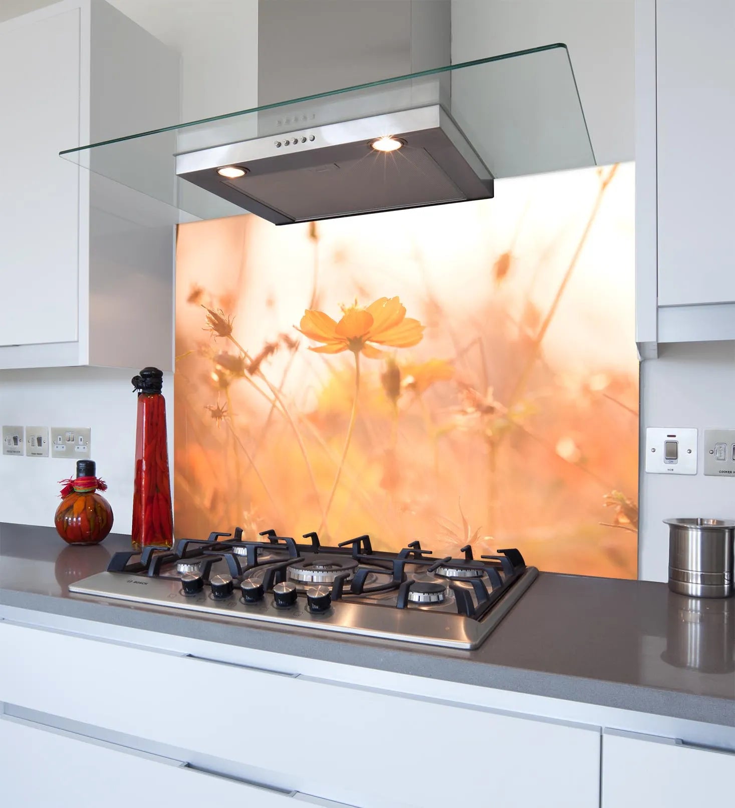 Sunset Flower Glass Splashback