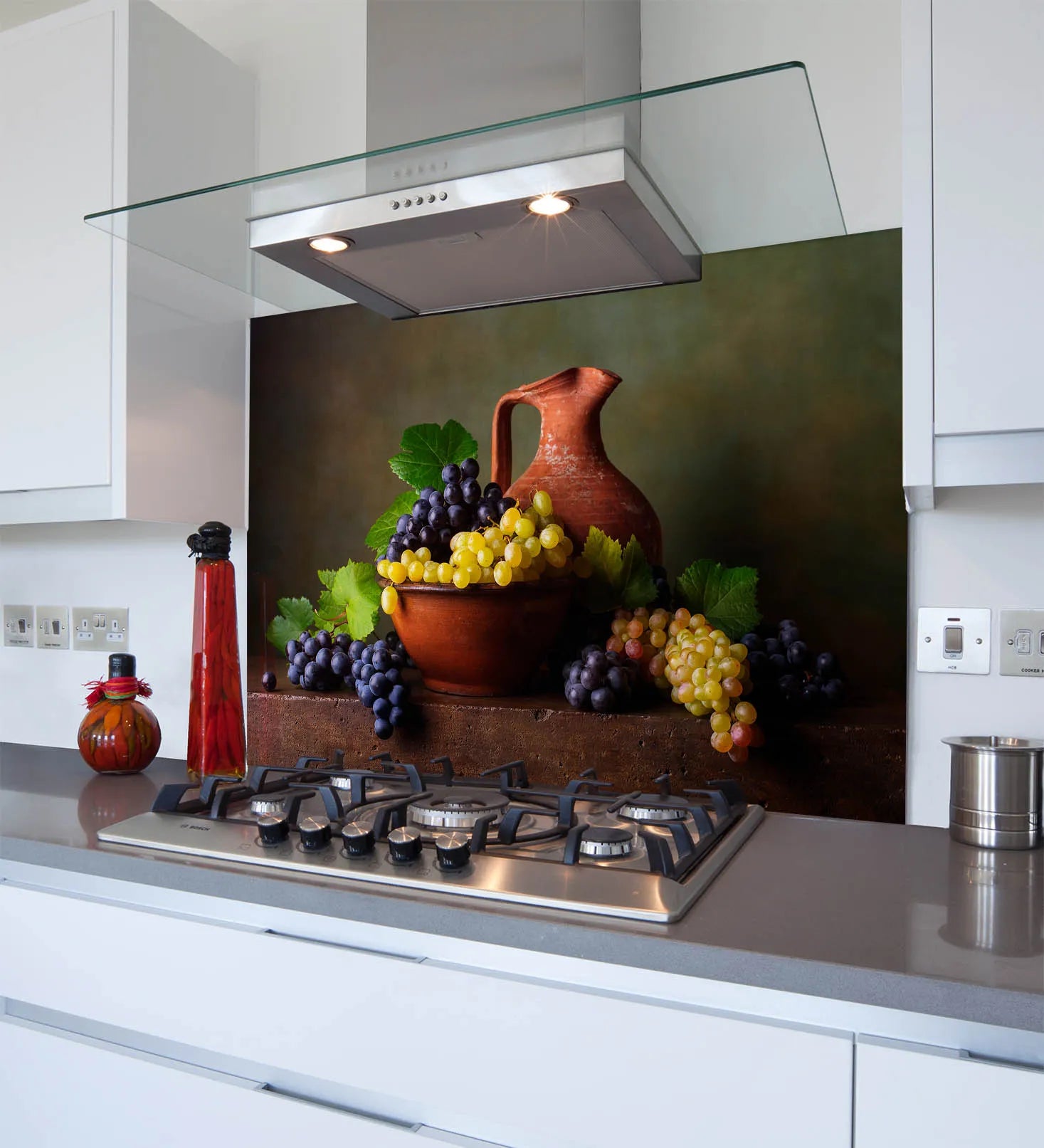 Terracotta Grapes Glass Splashback