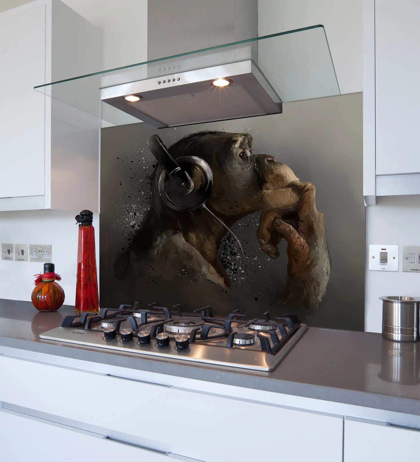 Thoughtful Monkey Glass Splashback