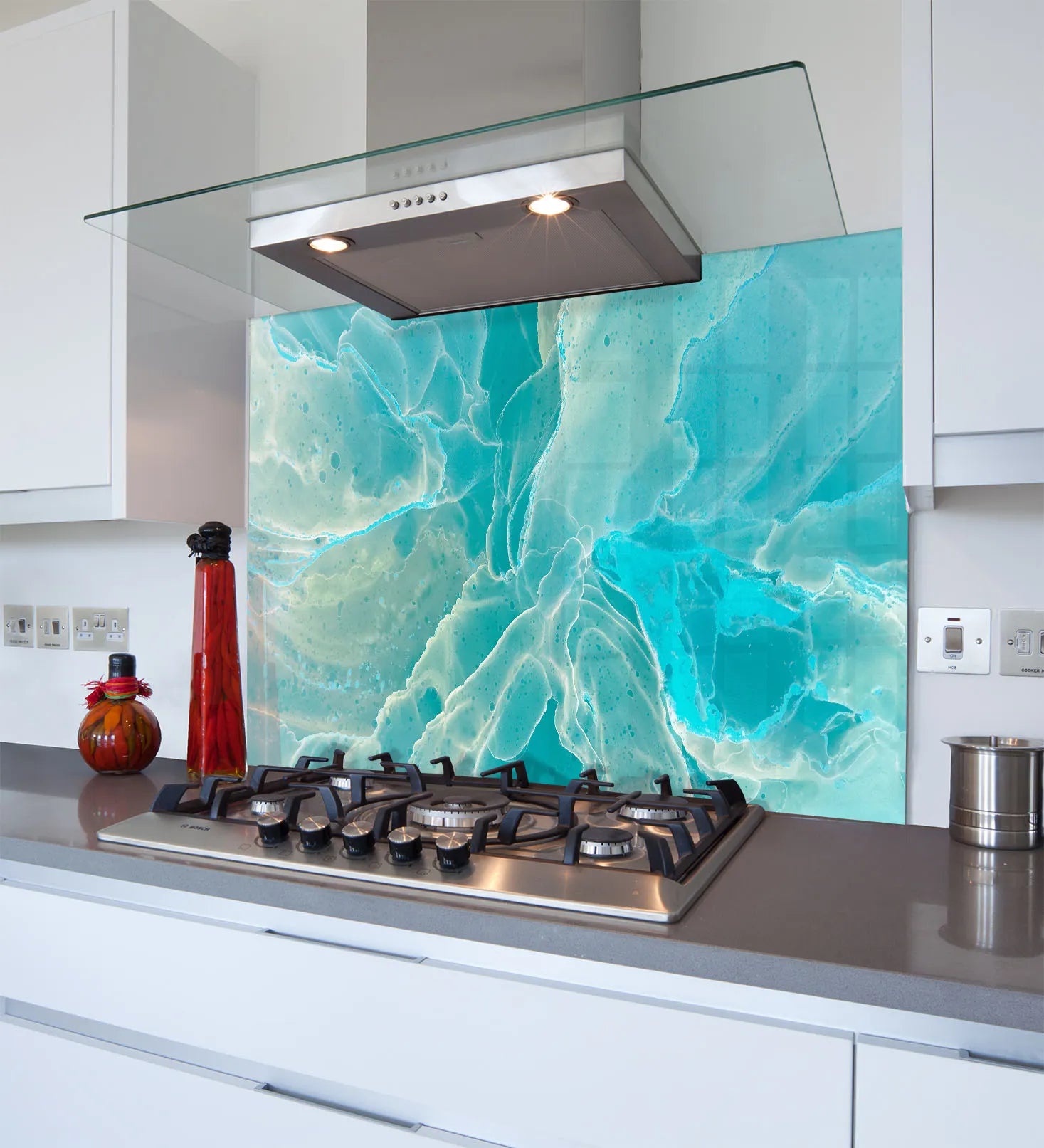 Turquoise Quartz Glass Splashback