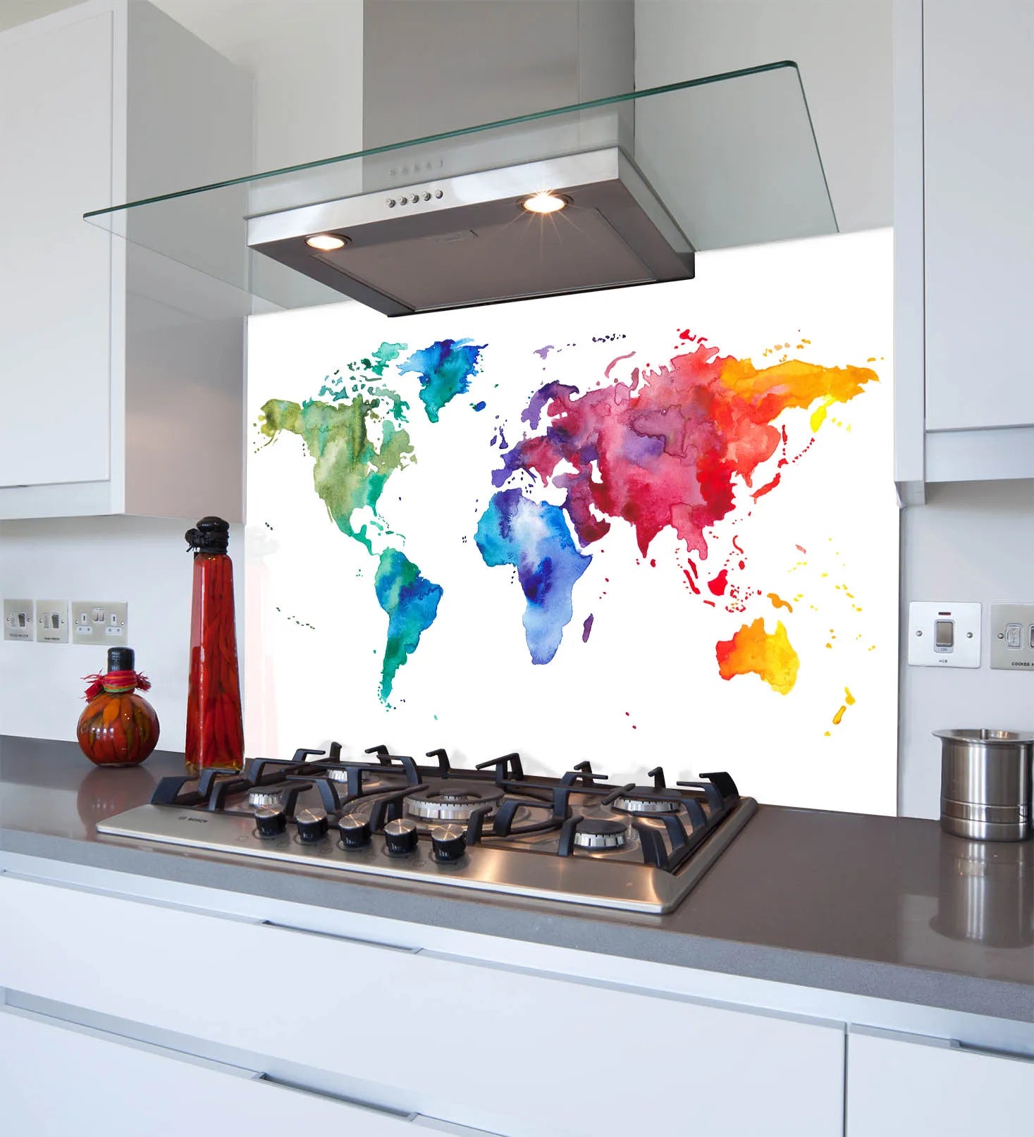 Watercolour World Glass Splashback