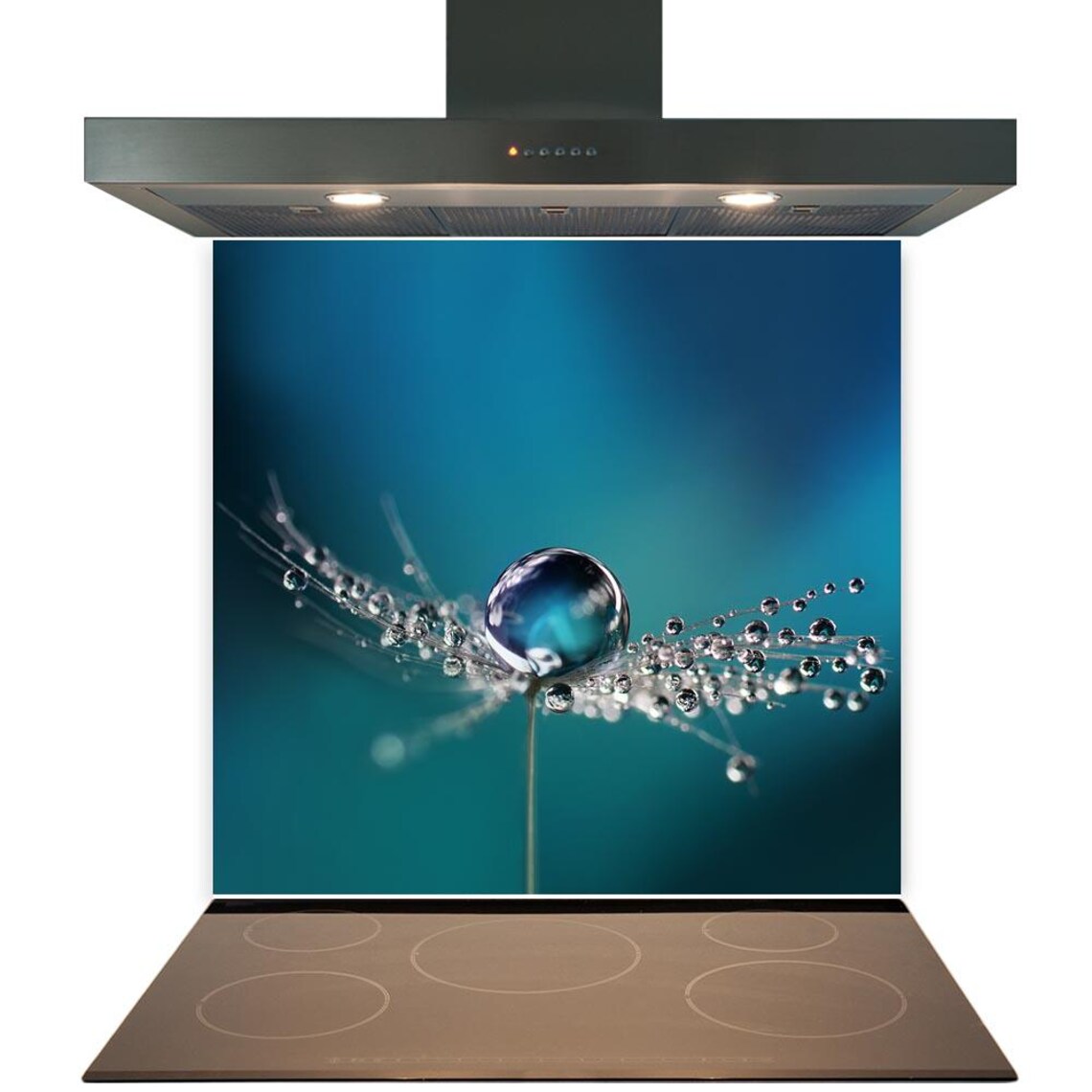 Blue Droplet Glass Splashback