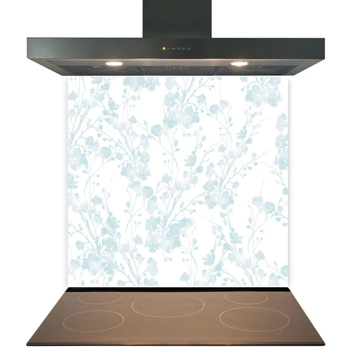 Blue Petals Glass Splashback