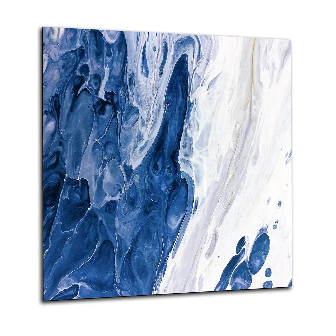 Blue White Abstract Glass Splashback