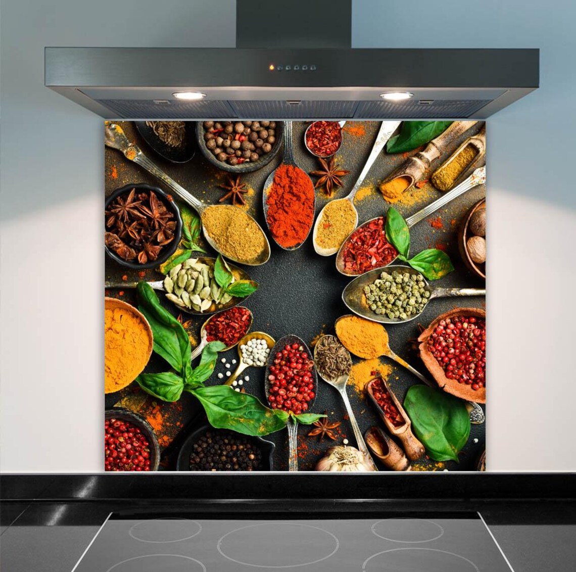 Circle Spices Glass Splashback