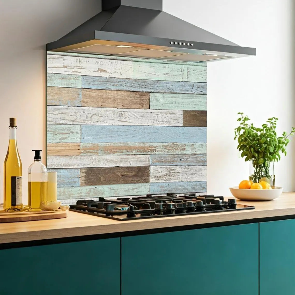 Coloured Planks Glass Splashback