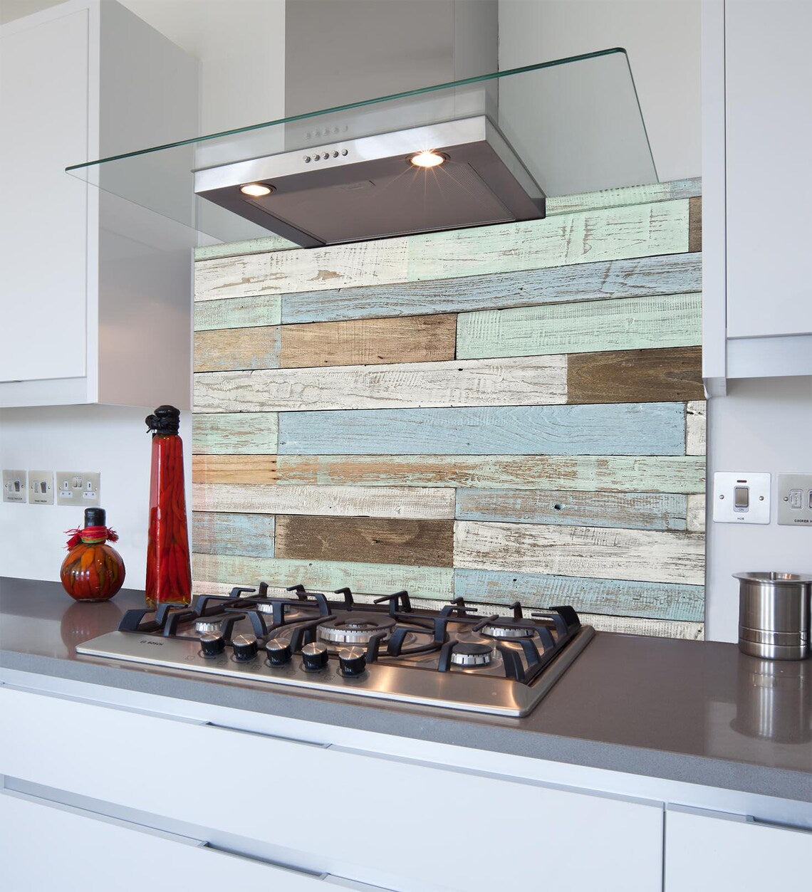 Coloured Planks Glass Splashback