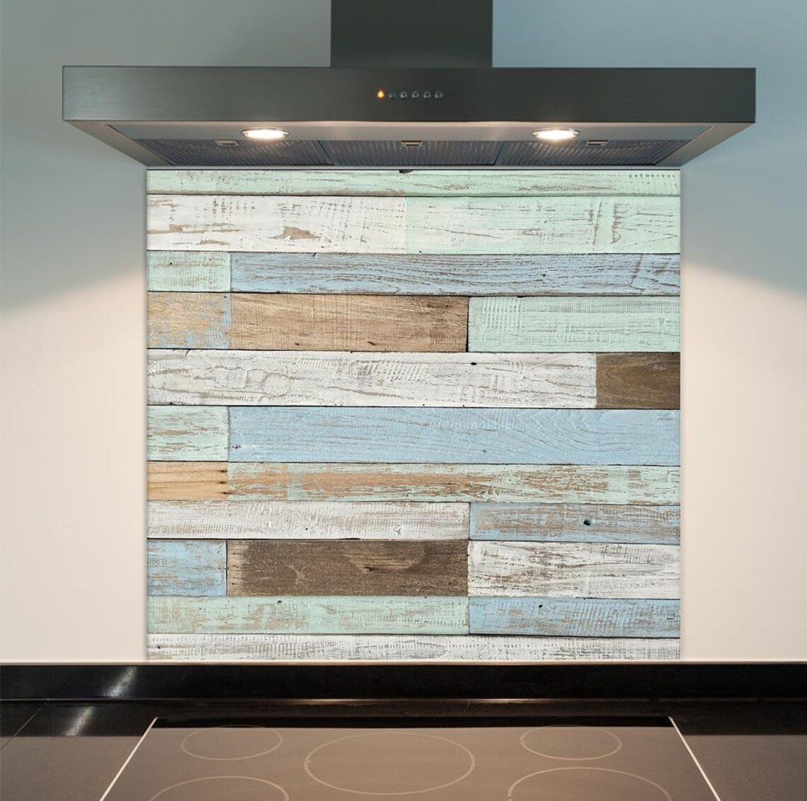 Coloured Planks Glass Splashback