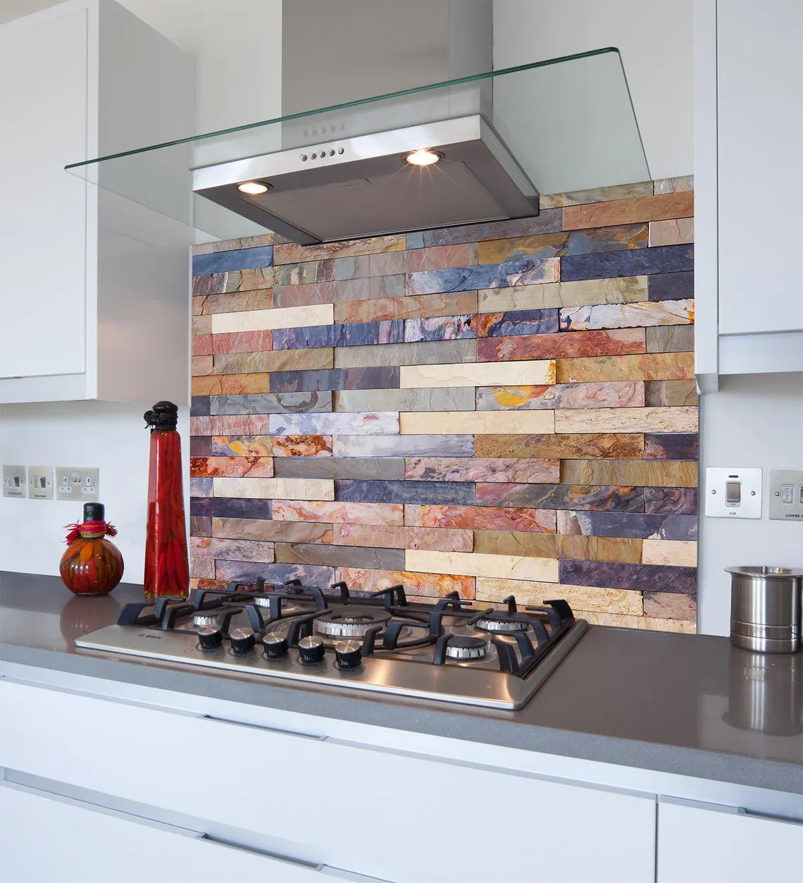 Coloured Stones Glass Splashback