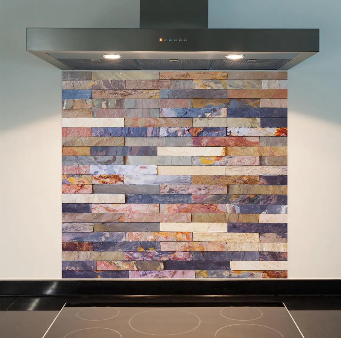Coloured Stones Glass Splashback