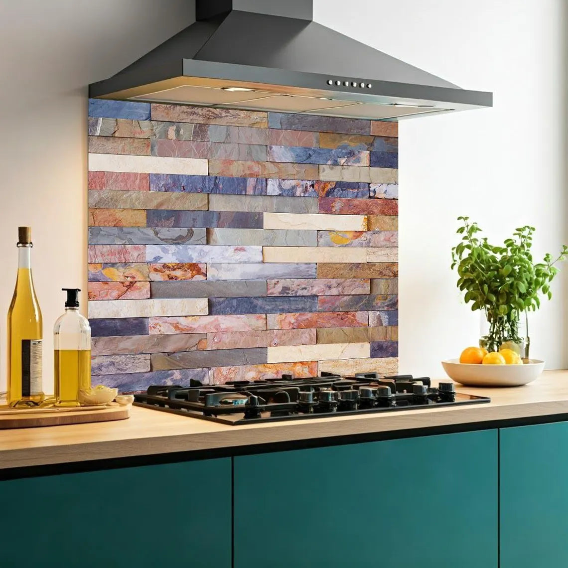 Coloured Stones Glass Splashback
