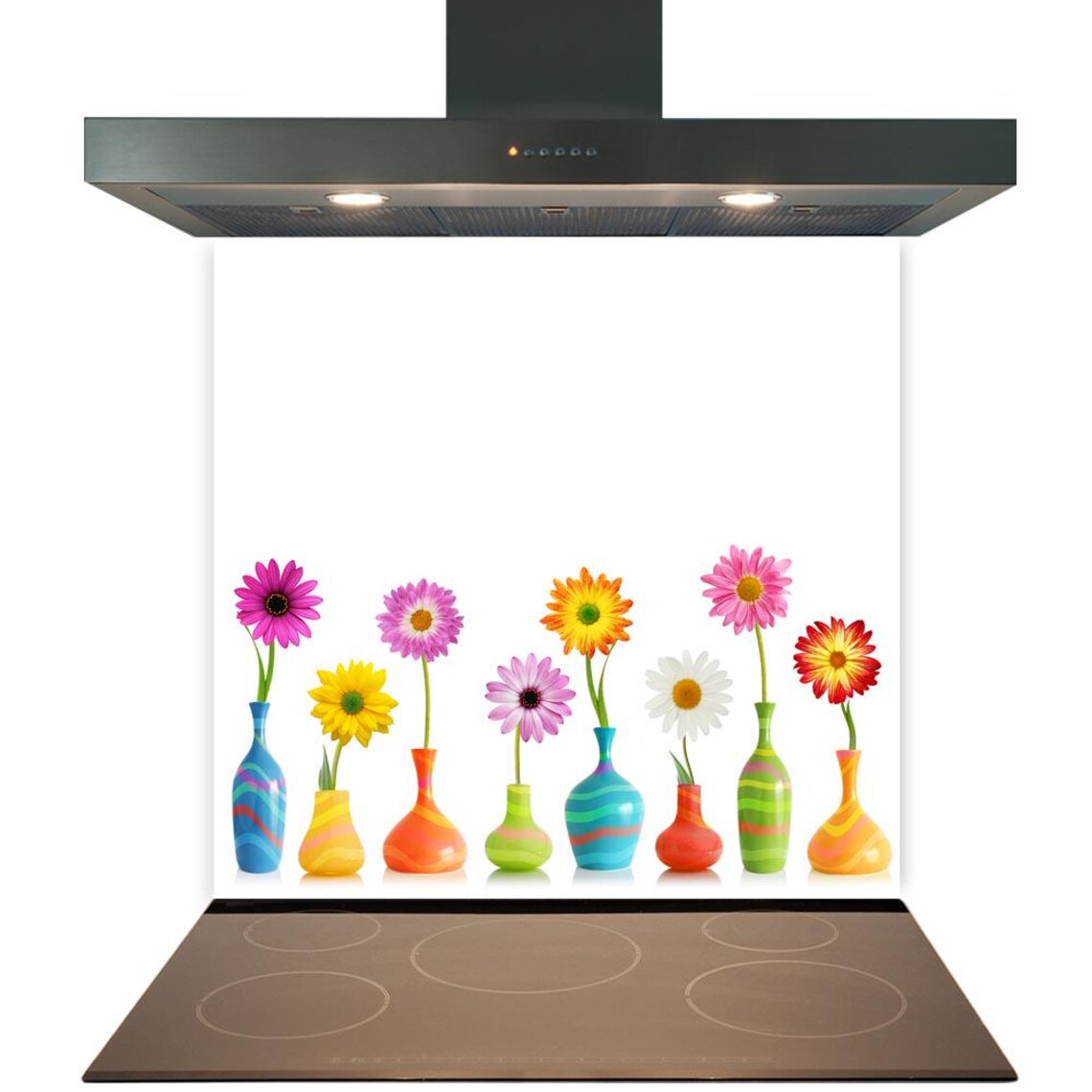 Colourful Flowers Glass Splashback