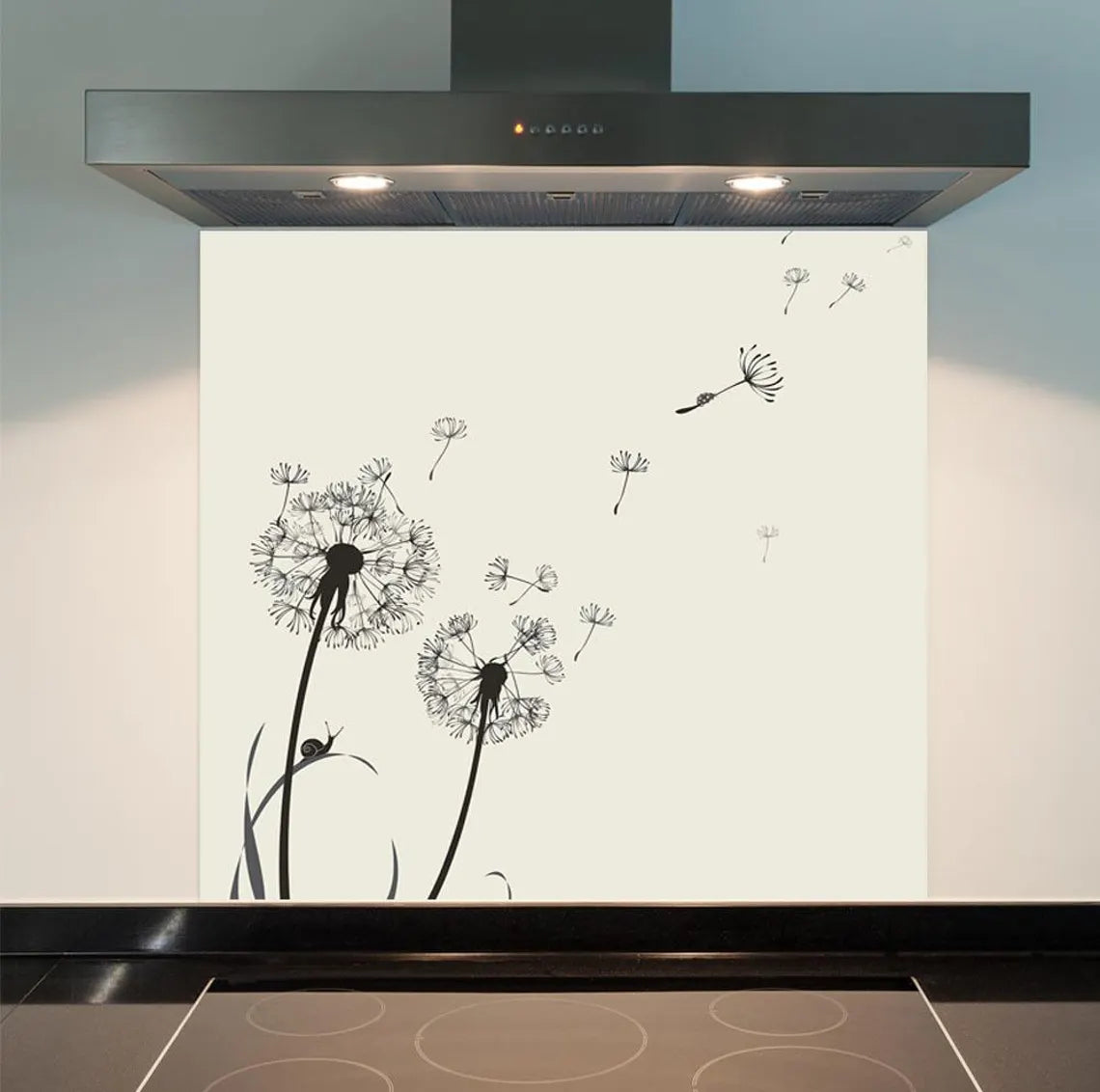 Cream Dandelions Glass Splashback