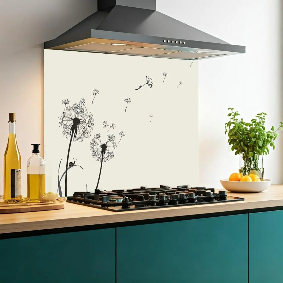 Cream Dandelions Glass Splashback