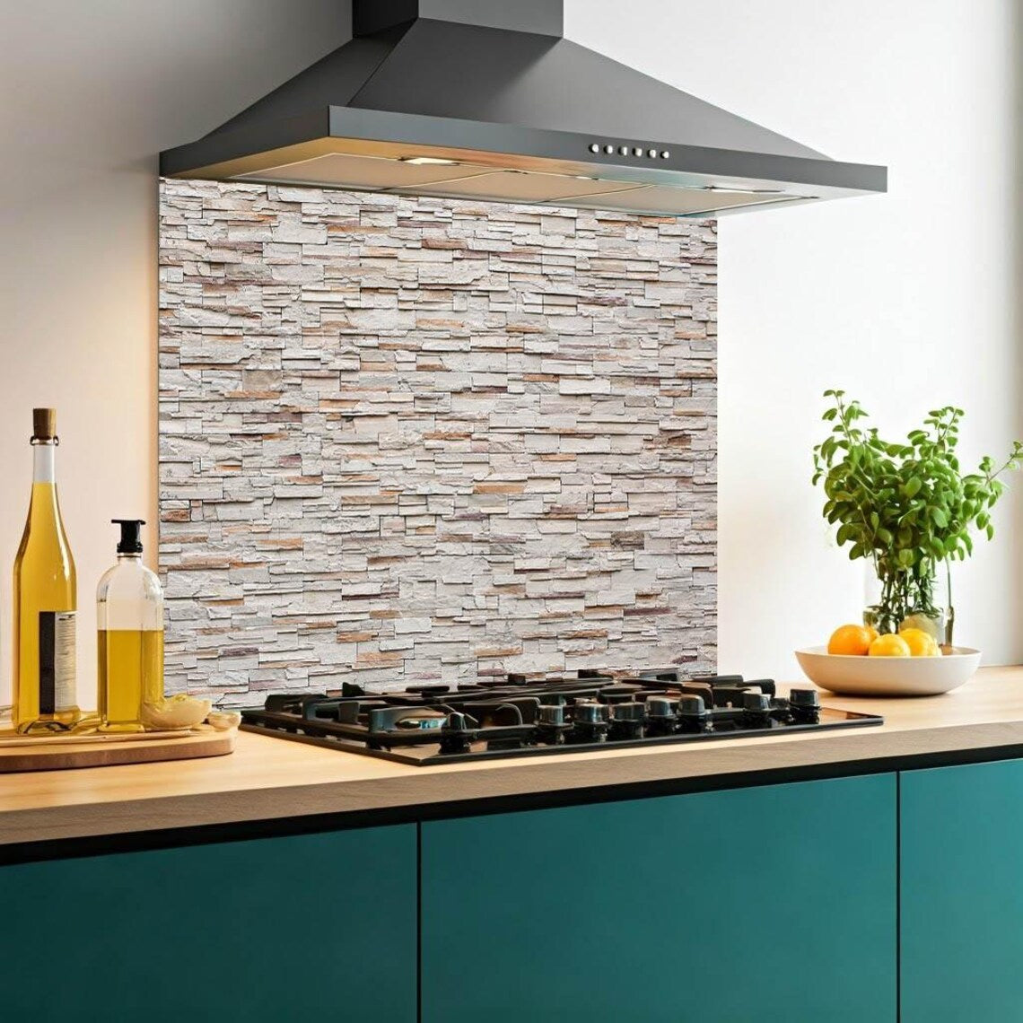 Cream Stones Glass Splashback