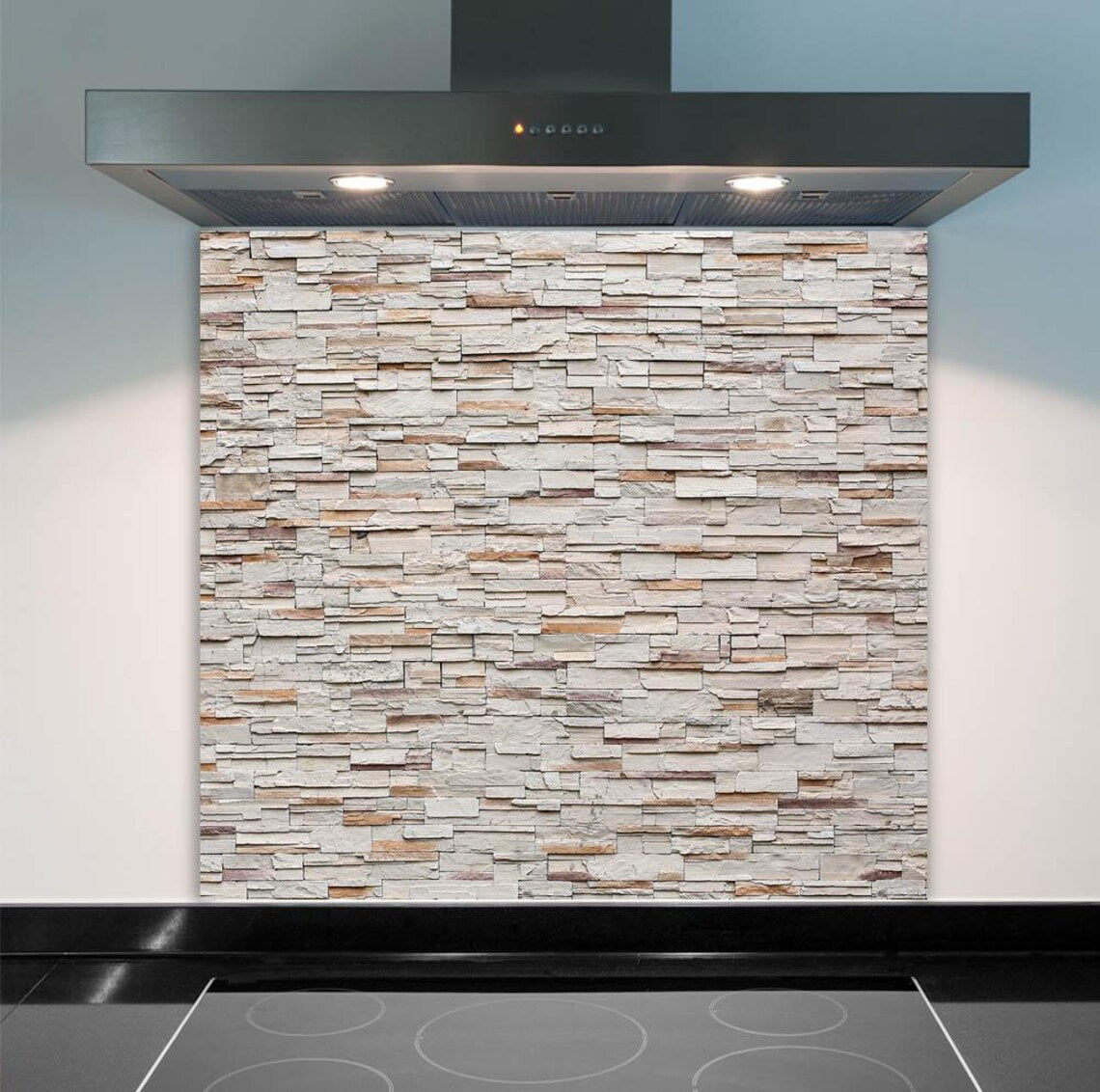 Cream Stones Glass Splashback