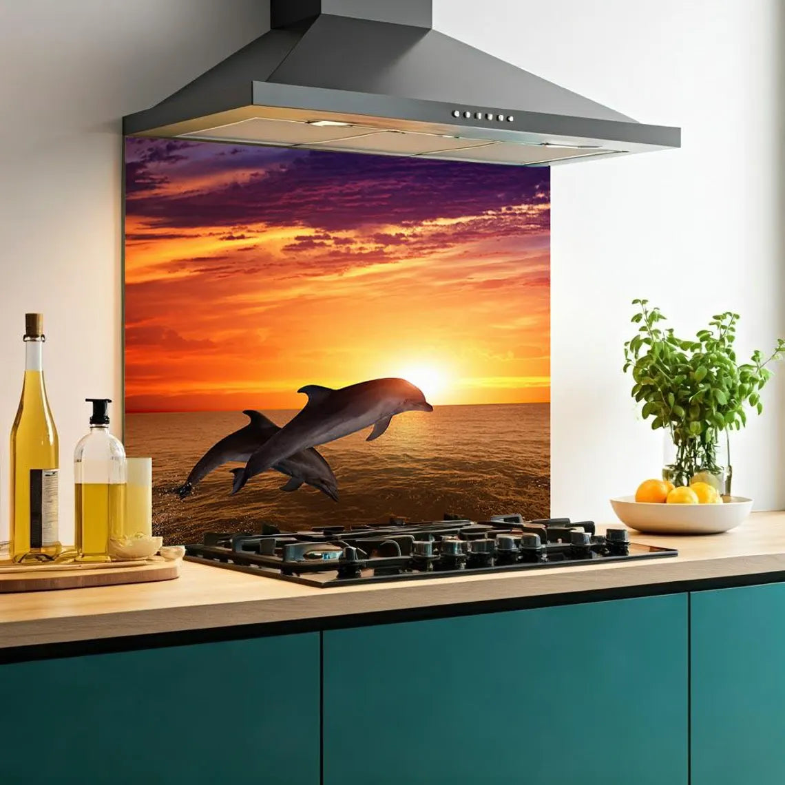 Dolphins Glass Splashback