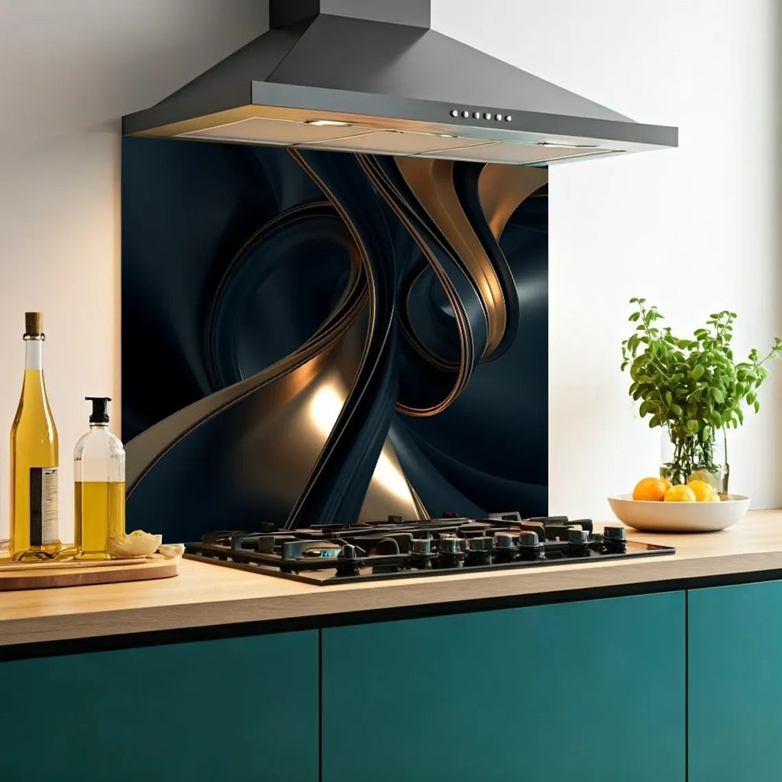 Gold Swirls Glass Splashback