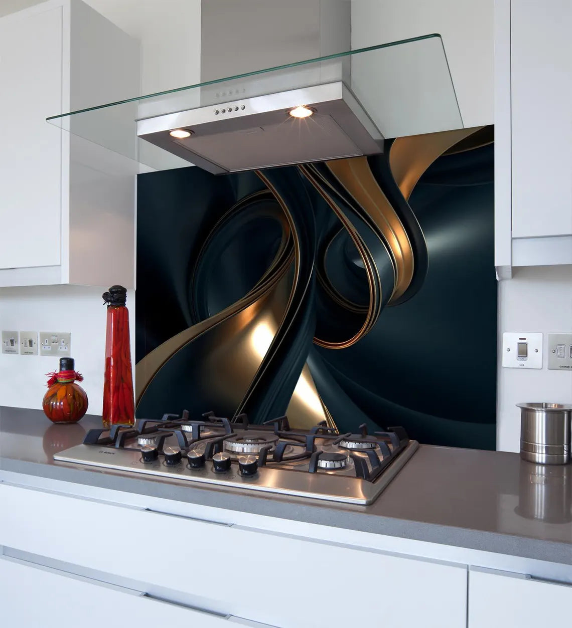 Gold Swirls Glass Splashback