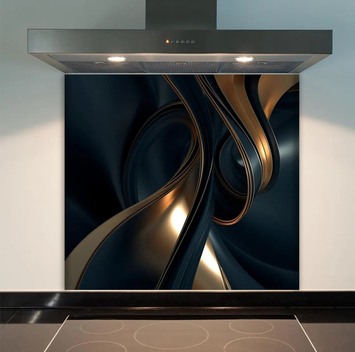 Gold Swirls Glass Splashback