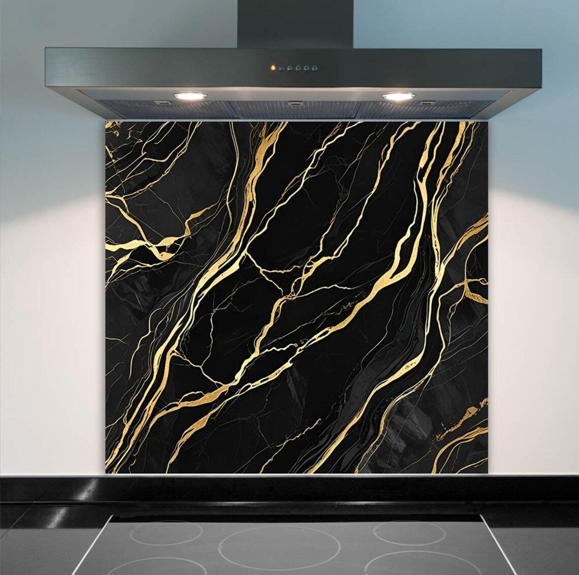 Gold Veins Glass Splashback