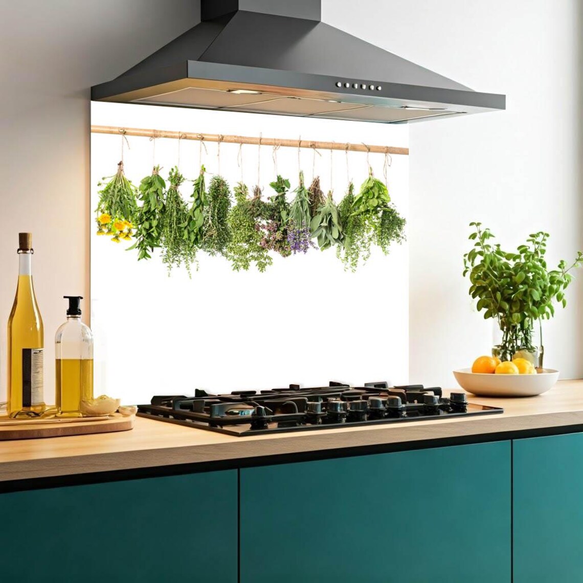 Hanging Herbs Glass Splashback
