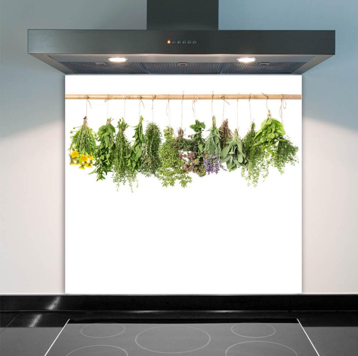 Hanging Herbs Glass Splashback