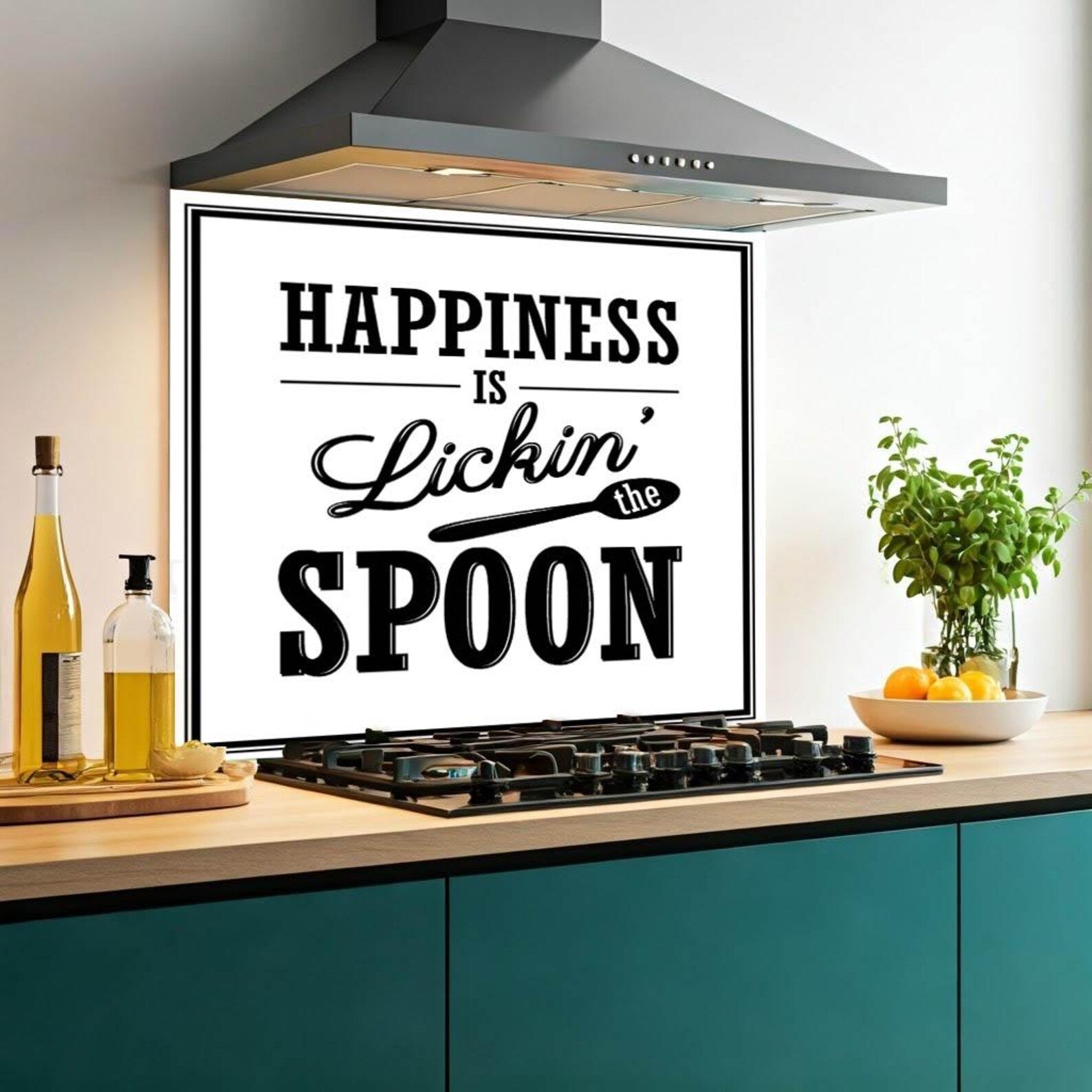 Happiness Spoon Glass Splashback