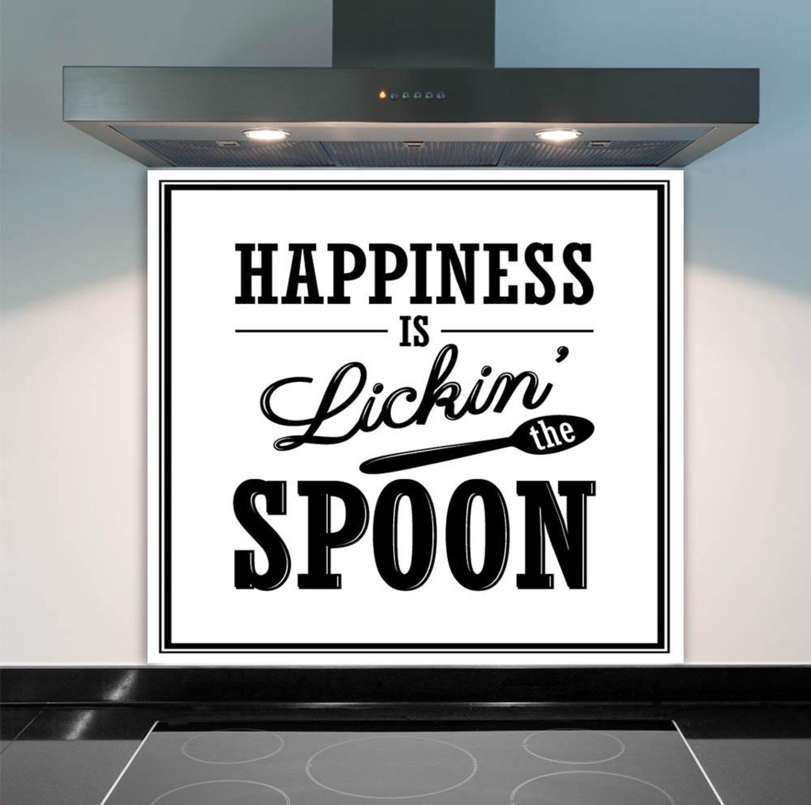 Happiness Spoon Glass Splashback