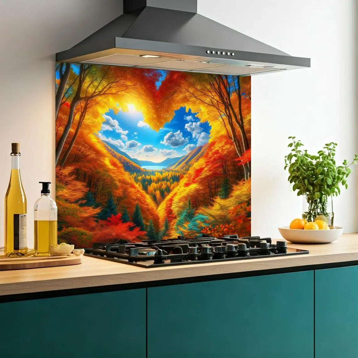 Heart Clouds Glass Splashback